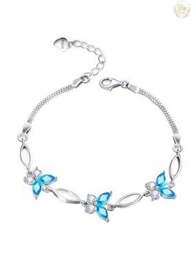 S925 Sterling Silver Butterfly Bracelet Adjustable Charm Jewelry Gift for Women